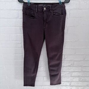 American Eagle Outfitters Super Stretch Plum Hi-Rise Skinny Jegging Crop Size 4L
